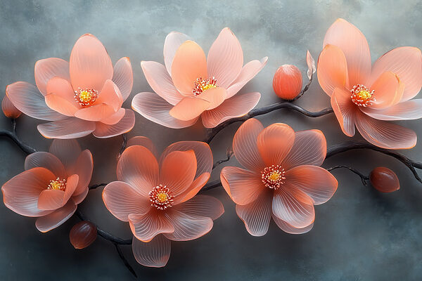 Group of pink flowers on a branch Group of pink flowers on a branch
