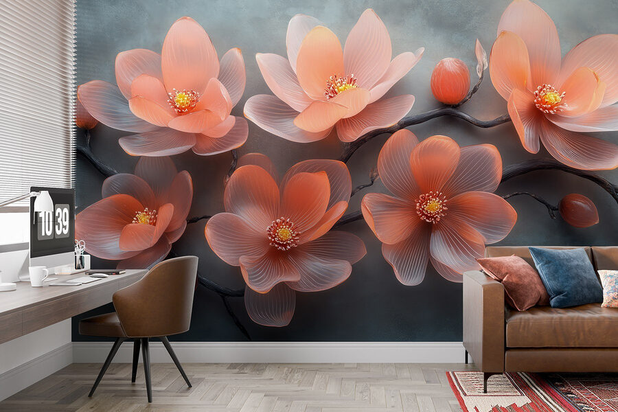 Group of pink flowers on a branch Group of pink flowers on a branch