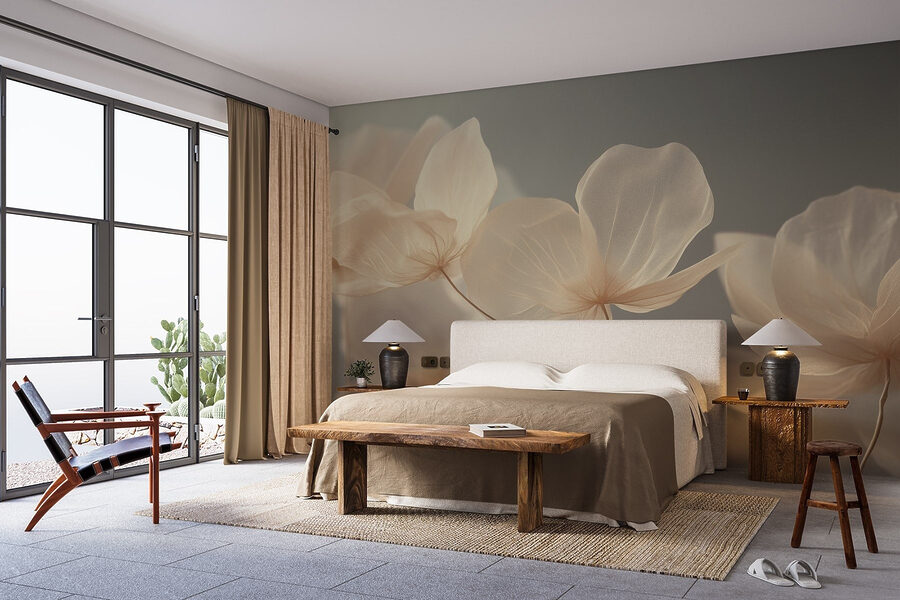 Delicate blooms in soft hues.