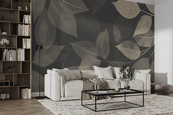 Soft leaves on dark canvas background Soft leaves on dark canvas background