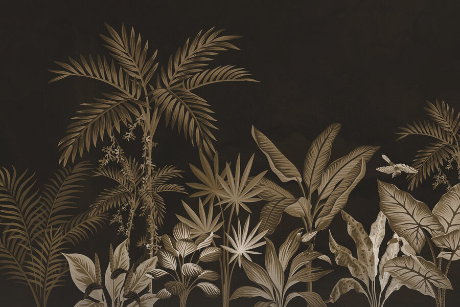 Wallpaper with plants and leaves