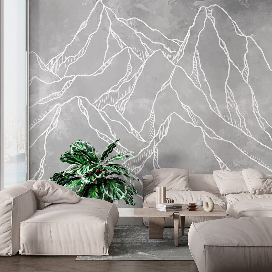 Wall murals Drawing of a mountain range
