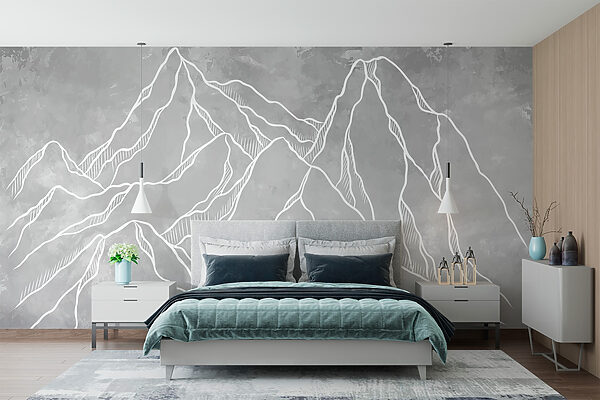 Drawing of a mountain range Drawing of a mountain range