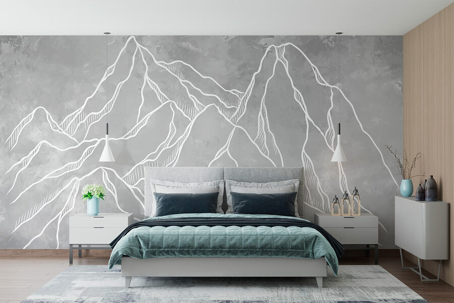Wall murals Drawing of a mountain range - Image 2
