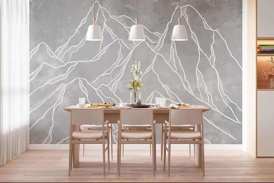 Wall murals Drawing of a mountain range - Image 3