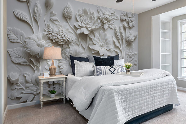 Wall murals Wall murals White flower sculpture on a white surface (SKU: w02546)