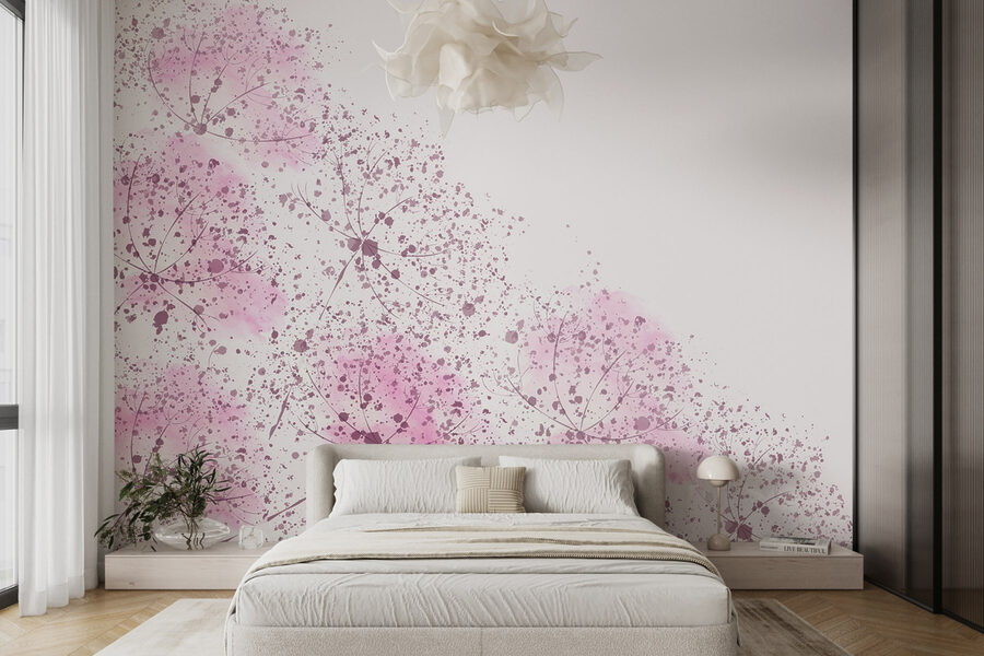 Wall murals Pink flowers with purple spots