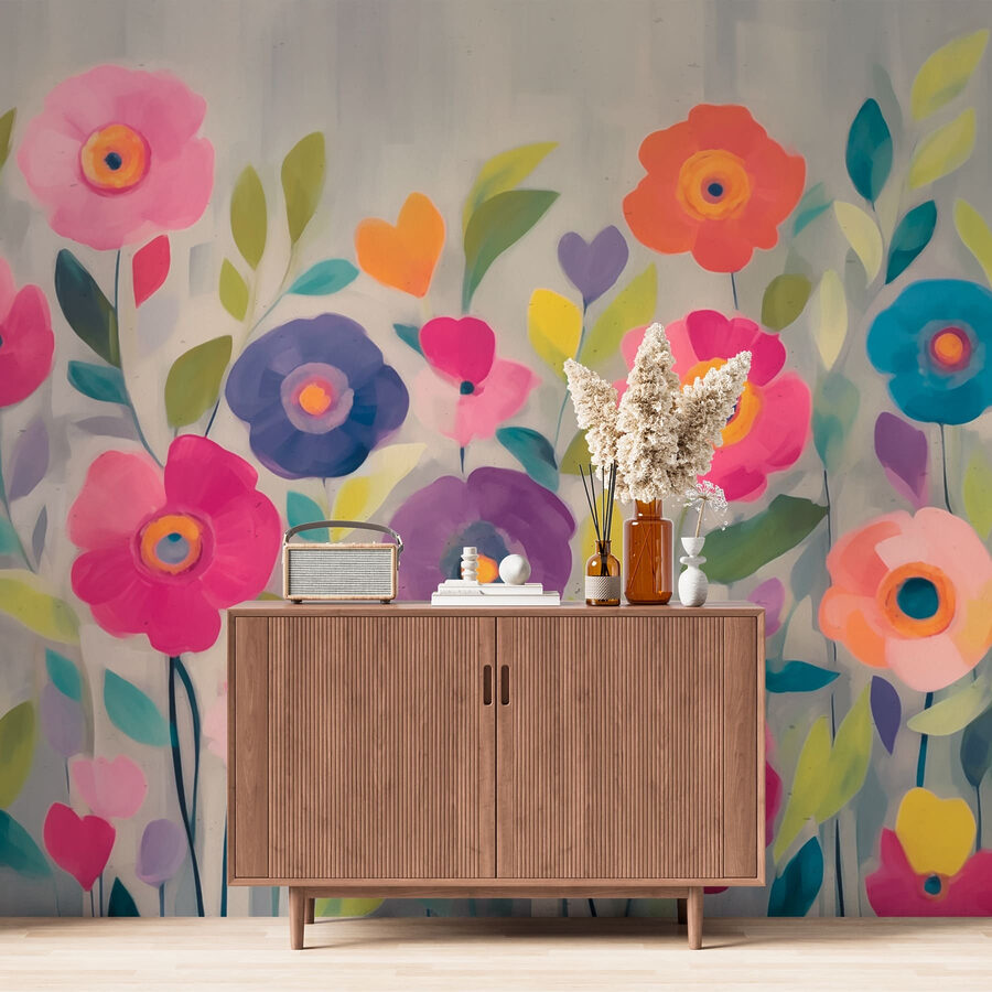 Wall murals Painting of flowers and leaves - Image 2