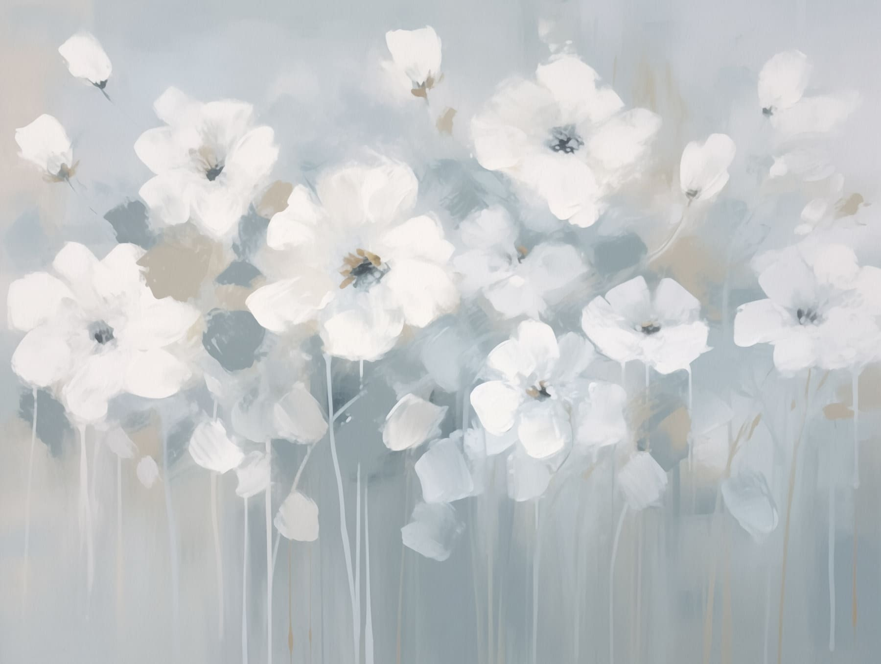 Painting of white flowers Painting of white flowers