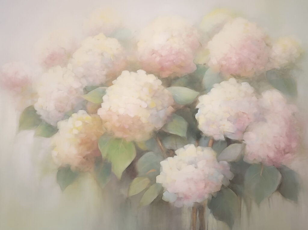 Painting of flowers on a white background Painting of flowers on a white background