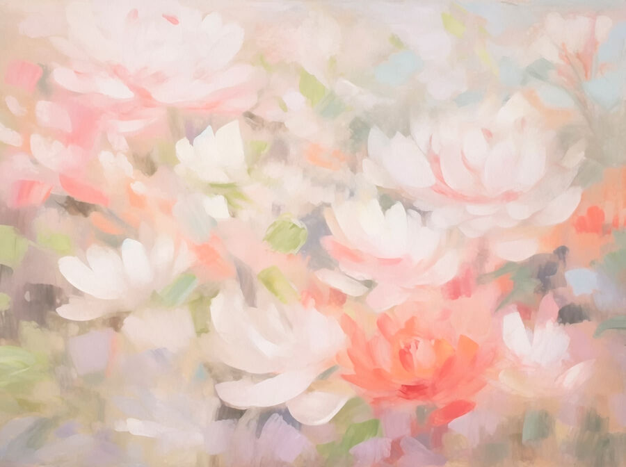 Painting of flowers on a white surface