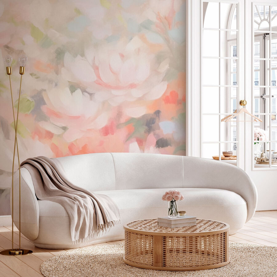Painting of flowers on a white surface