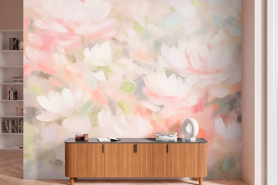 Painting of flowers on a white surface