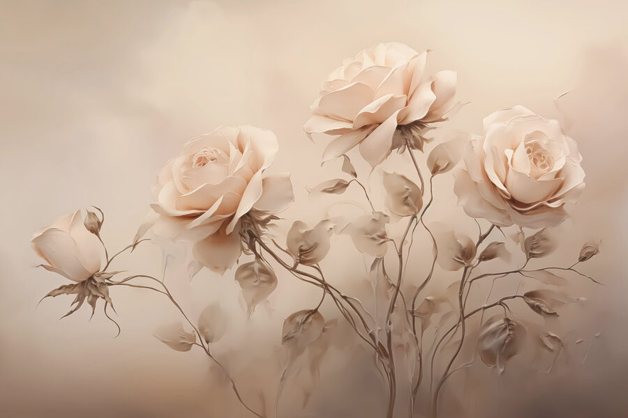 Group of roses with leaves