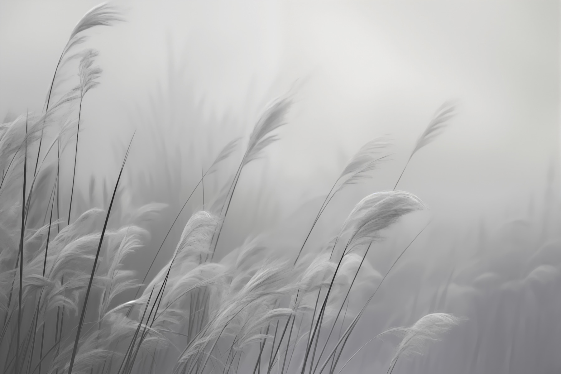 Soft grasses sway in gentle breeze