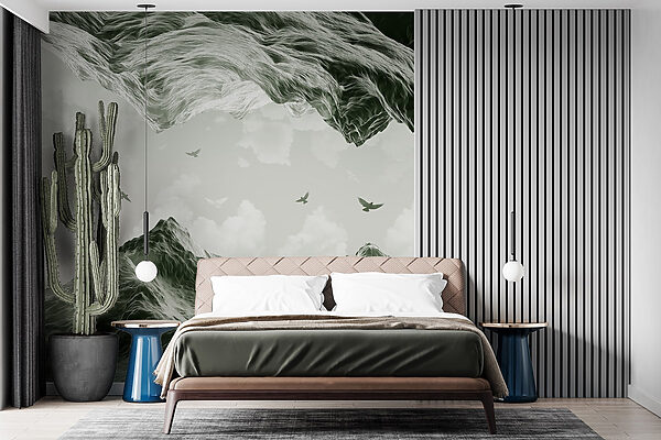 Wall mural Wall mural Birds flying over mountains (SKU: w02514v3)
