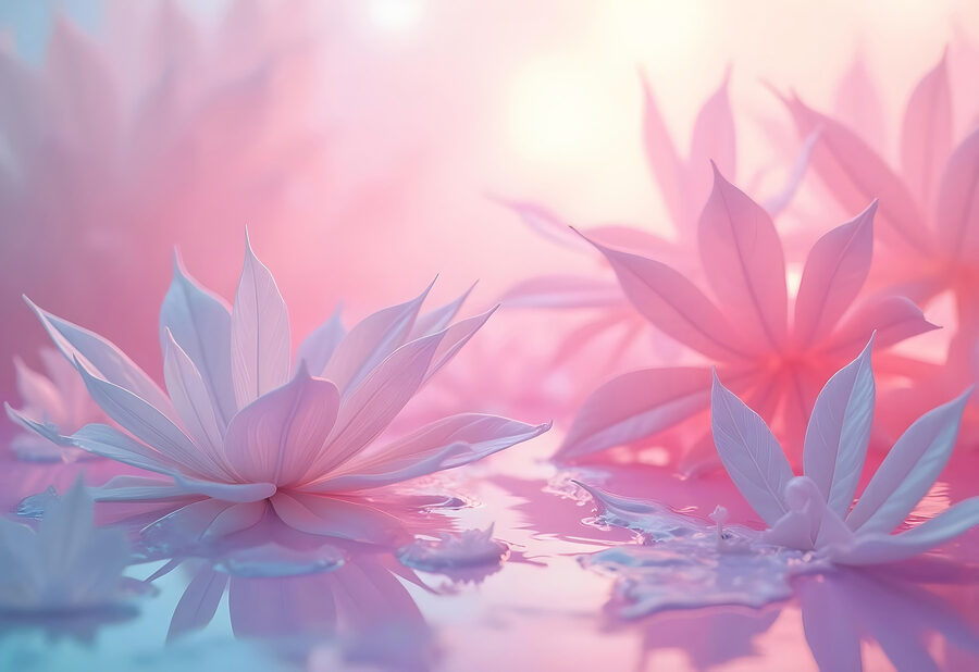 Group of flowers floating on water