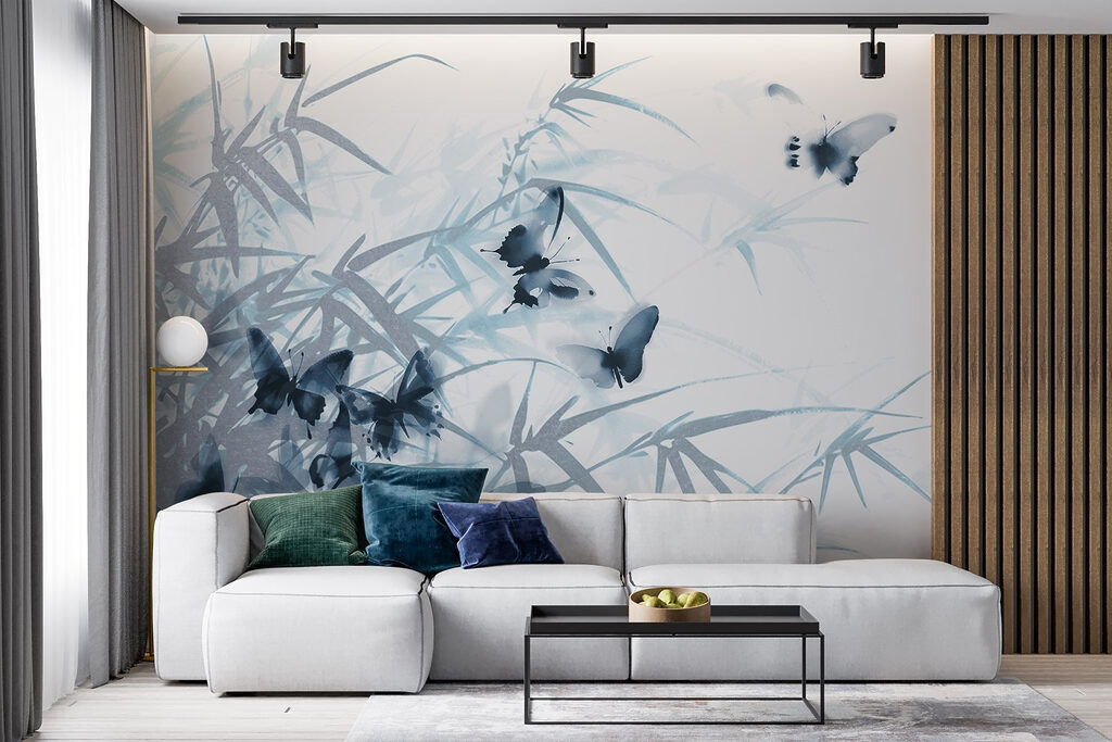 Butterflies on a white background