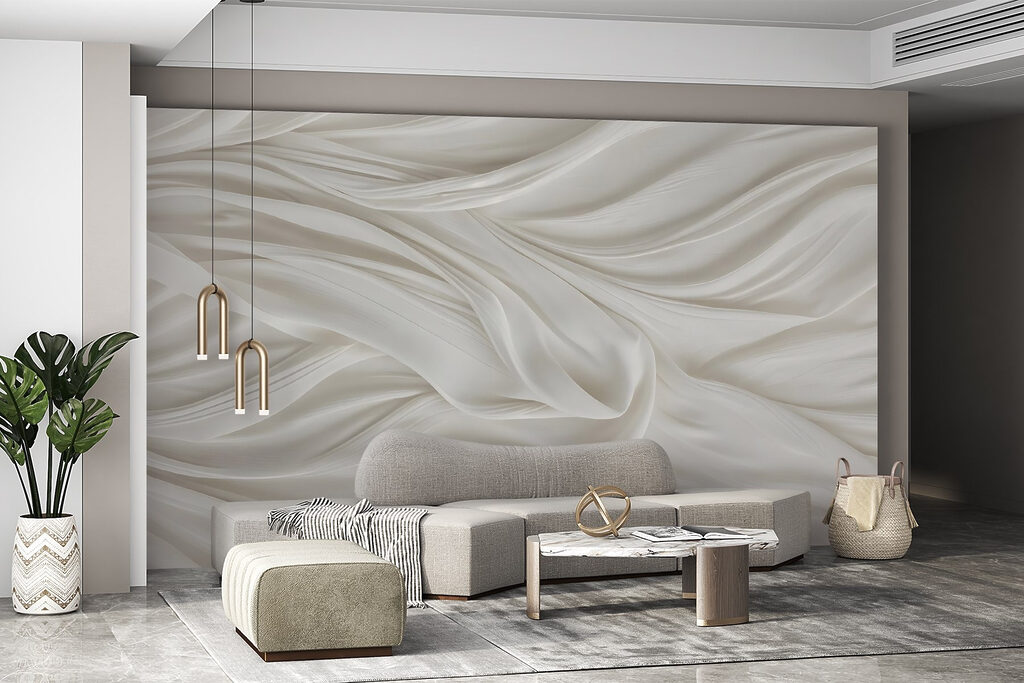 White fabric with folds