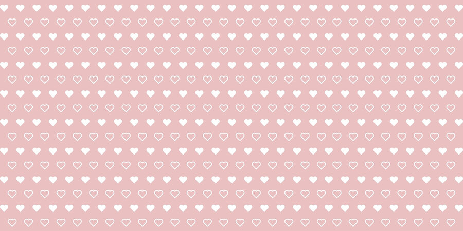 Pattern of white hearts on a pink background