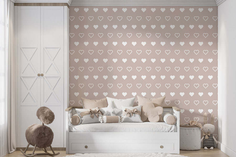 Pattern of hearts on a beige background Pattern of hearts on a beige background