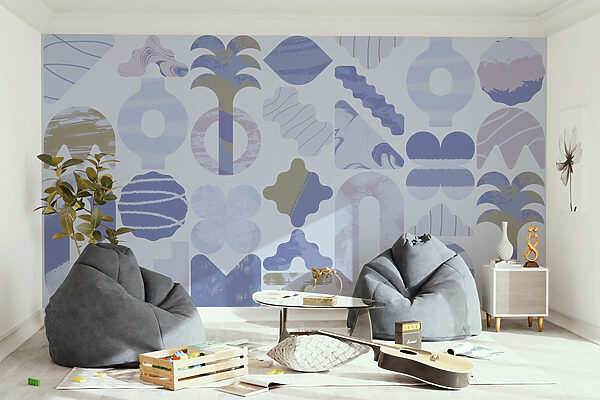 Blue and white background with different shapes Blue and white background with different shapes