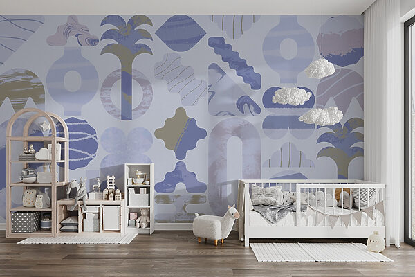 Blue and white background with different shapes Blue and white background with different shapes