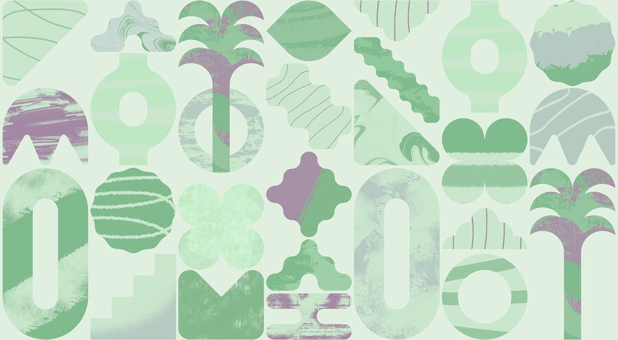 Green and purple shapes