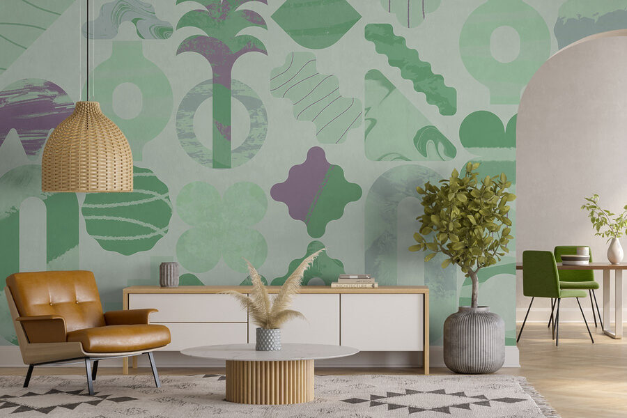 Green and purple shapes
