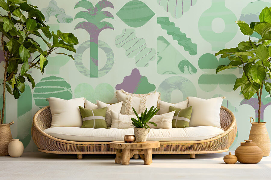 Green and purple shapes