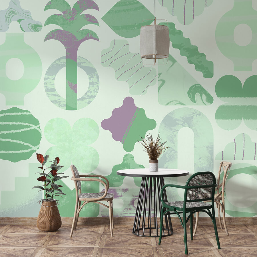 Green and purple shapes