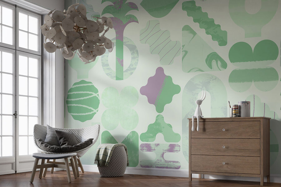 Green and purple shapes