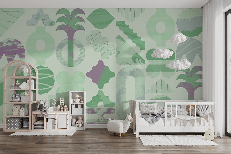 Green and purple shapes