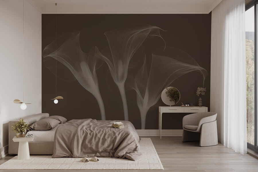 Wall murals Group of flowers with white lines