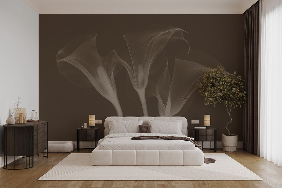 Wall murals Group of flowers with white lines - Image 2