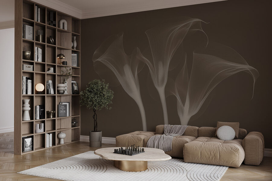Wall murals Group of flowers with white lines - Image 3