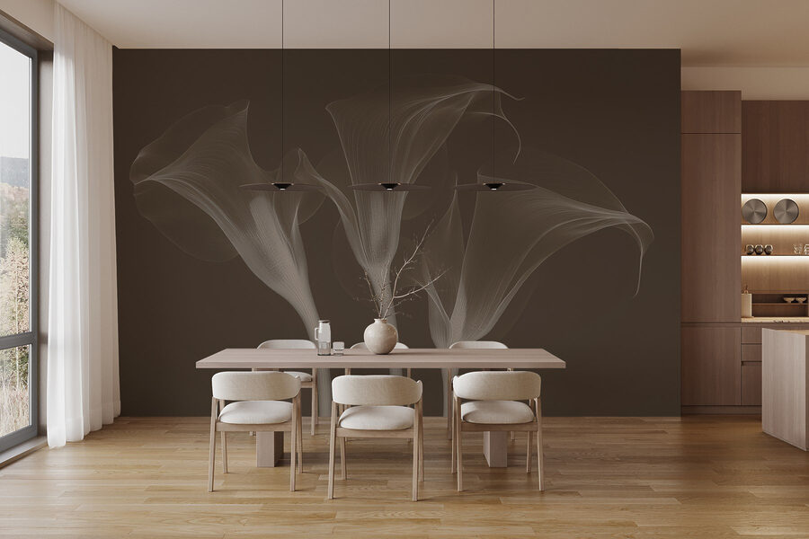 Wall murals Group of flowers with white lines - Image 4
