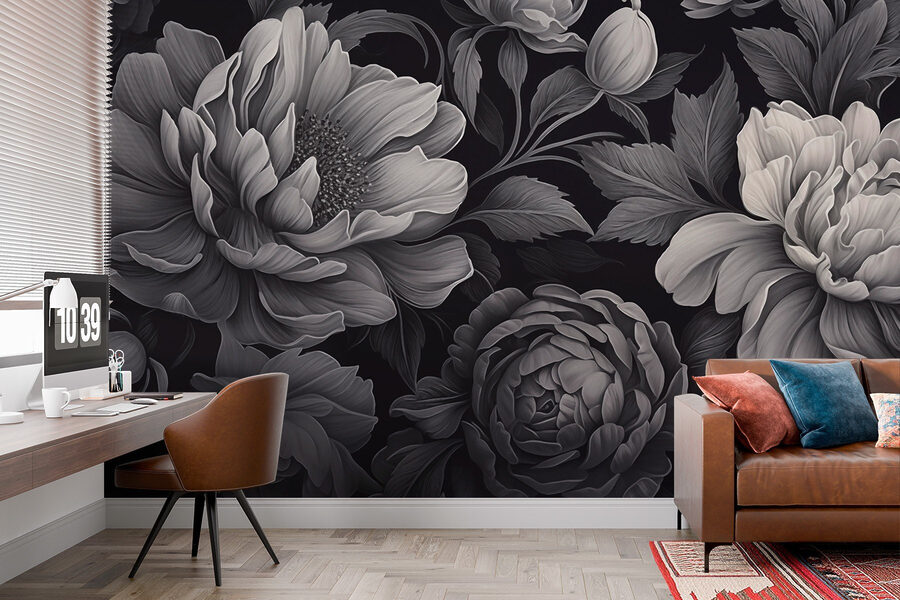 Black and white floral pattern