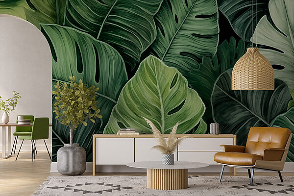 Wall murals Group of green leaves (SKU: w02579) Wall murals Wall murals Group of green leaves (SKU: w02579)