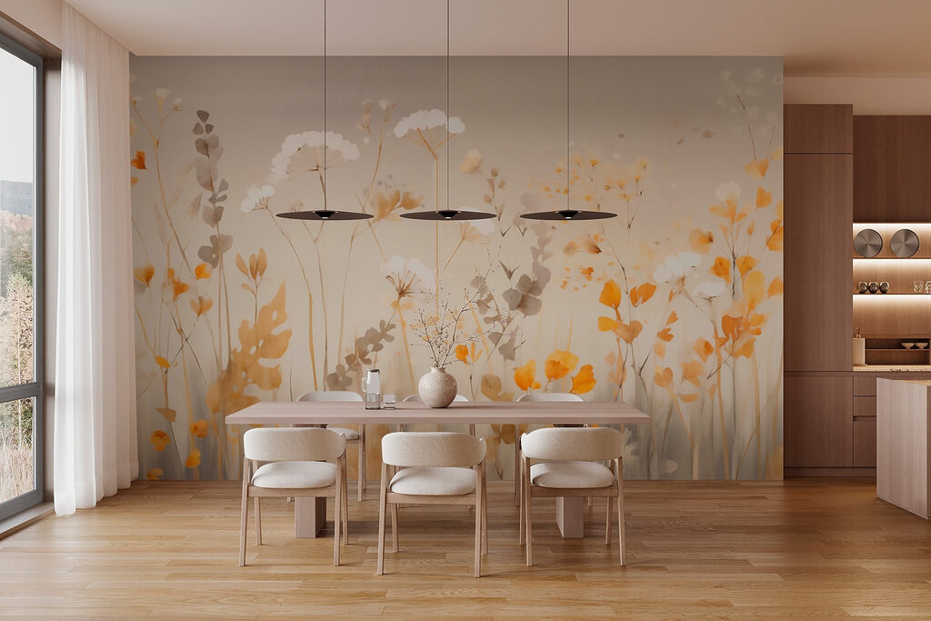 Painting of flowers and leaves