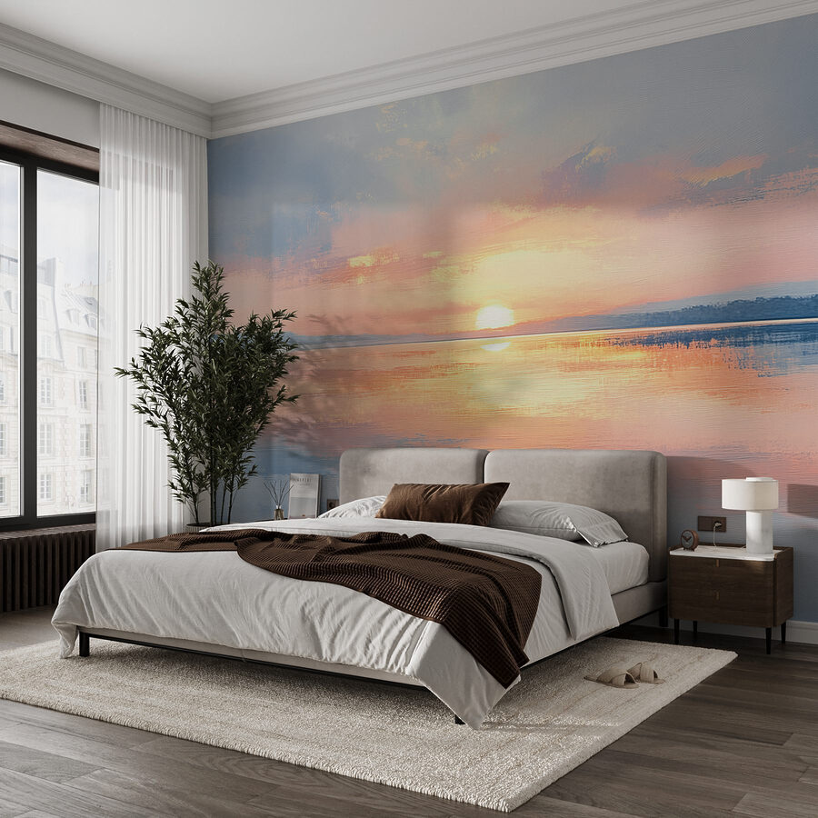 Sunset over a body of water
