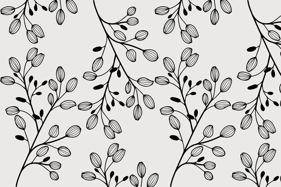 Wall murals Pattern of black and white leaves - Image 3