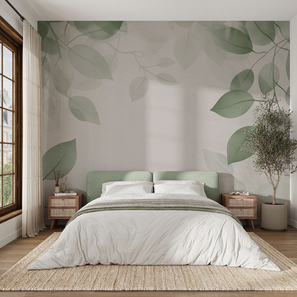 Green leaves on a white background