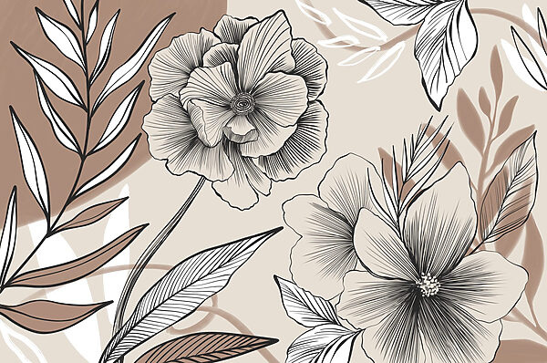 Artistic floral line drawing design Artistic floral line drawing design