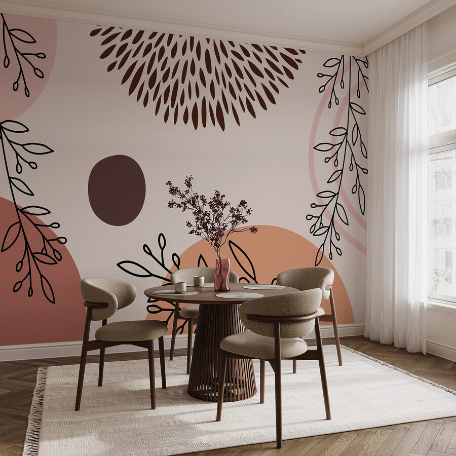 Wall murals Pattern of flowers and circles - Image 2