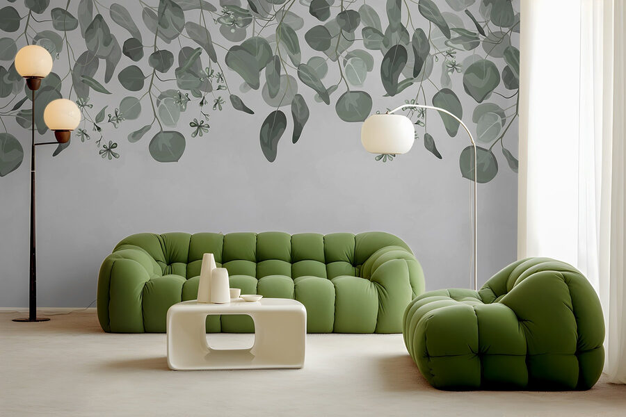 Wall murals Delicate leaves framing a soft backdrop - Image 2