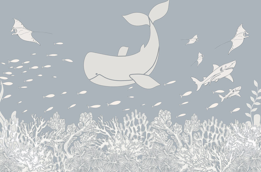 Wall murals Whale and fish swimming in the ocean - Image 3