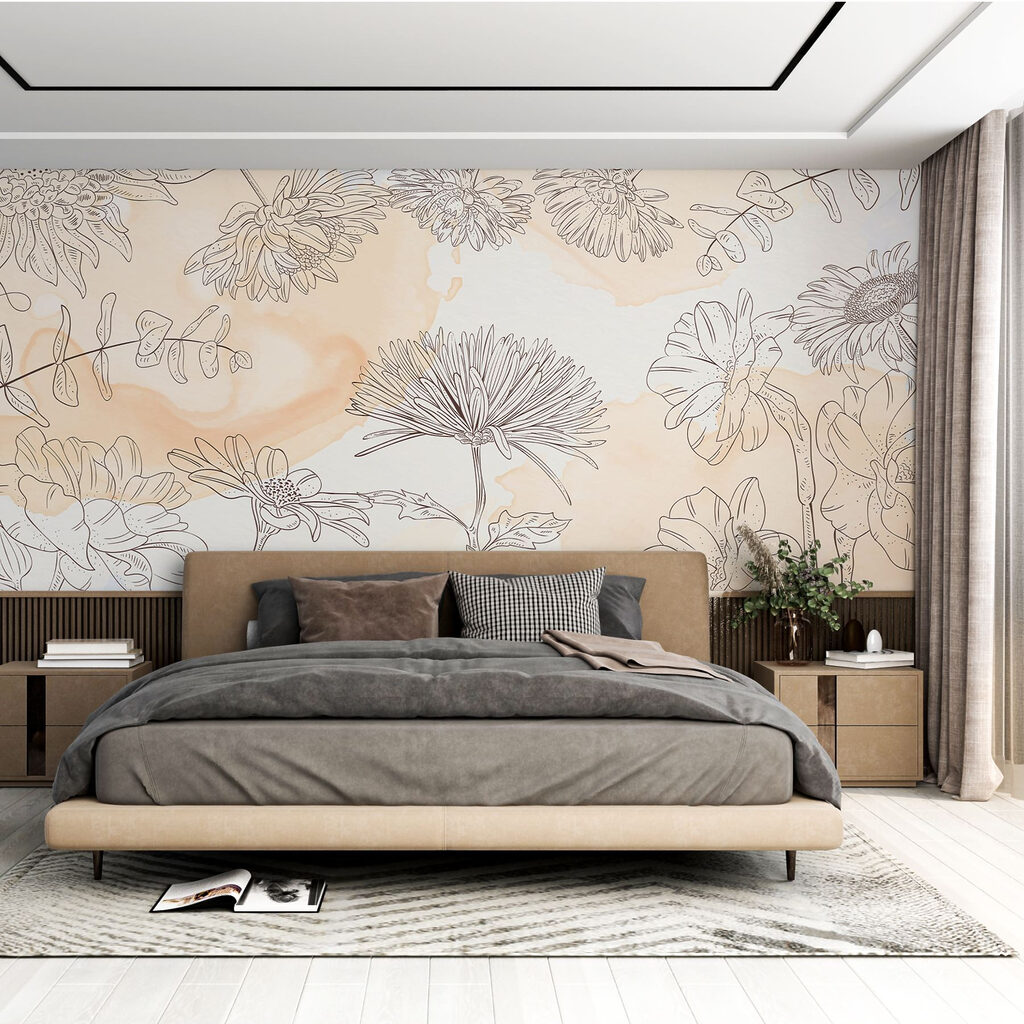 Drawing of flowers on a watercolor background