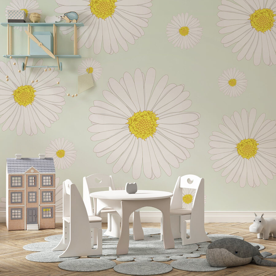 Pattern of white and yellow flowers