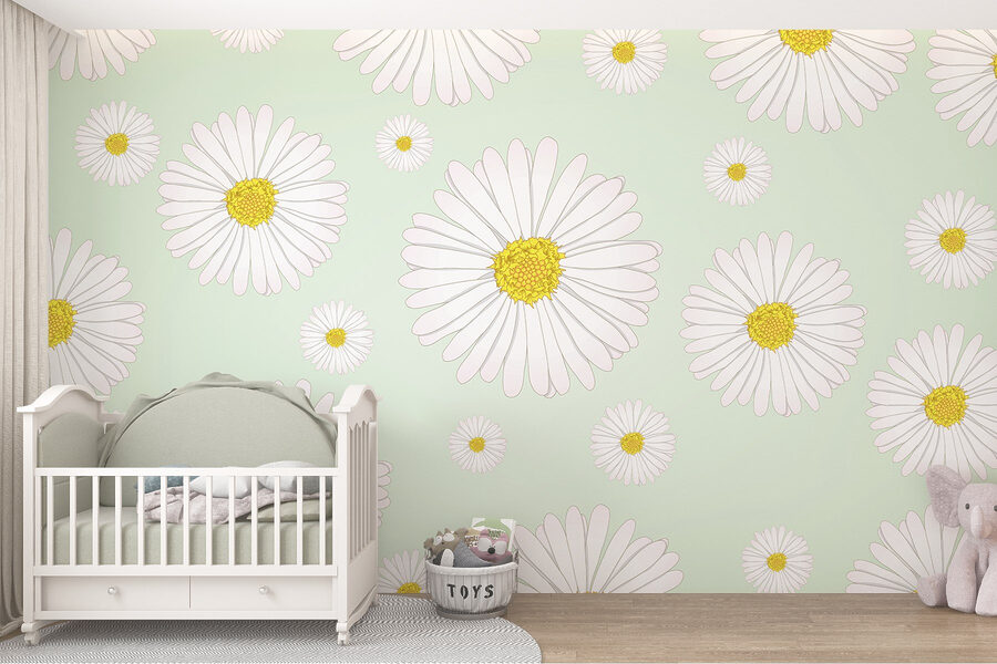 Pattern of white and yellow flowers